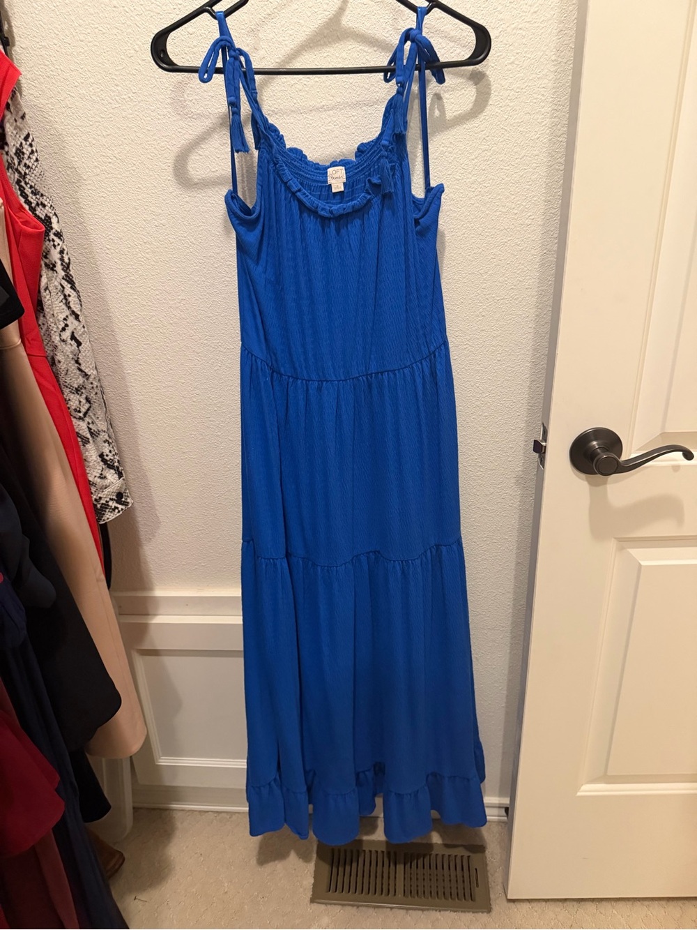 LOFT Cobalt Blue Tie-Shoulder Maxi Dress